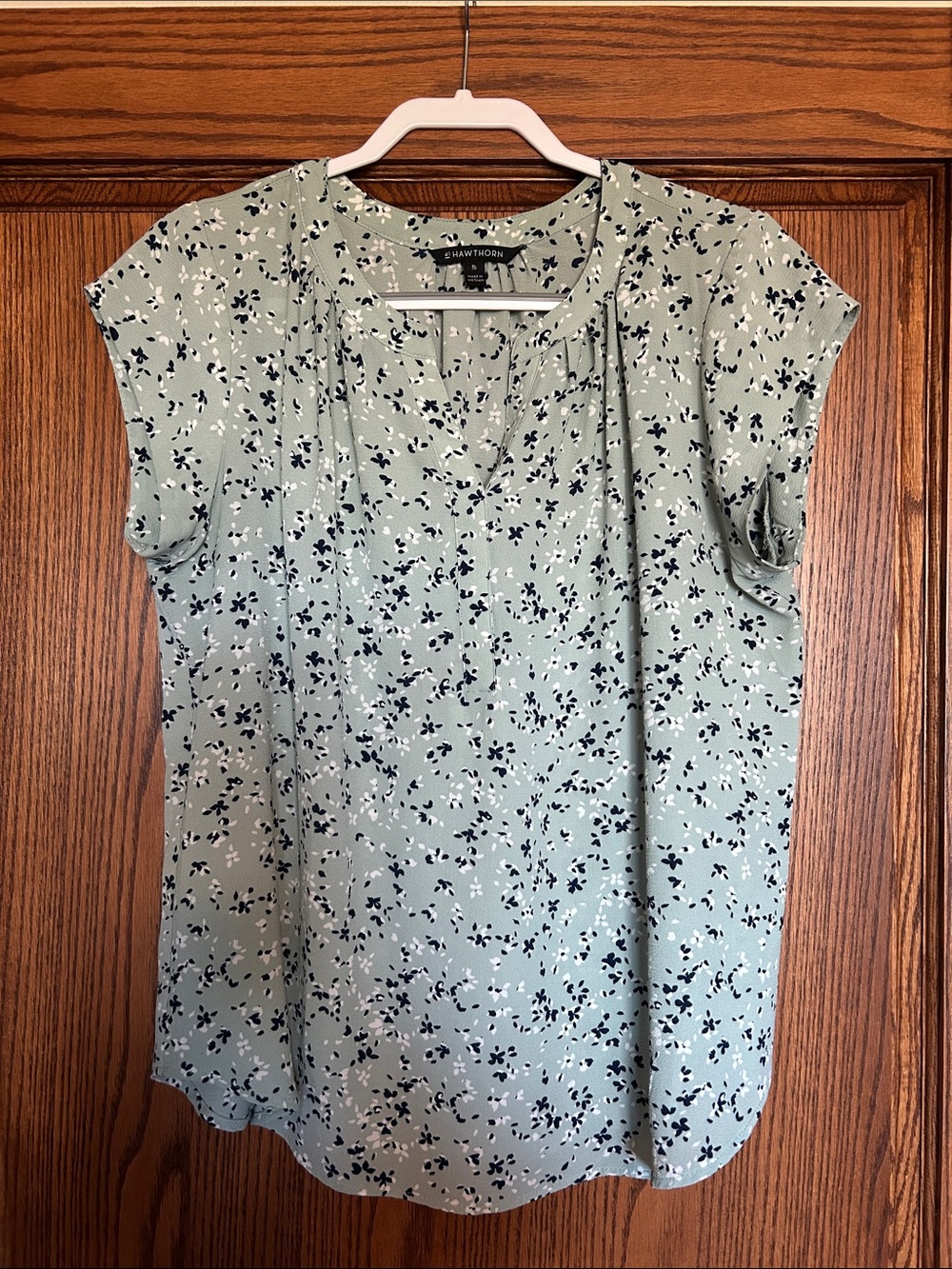41 Hawthorn Light Sage Floral Cap-Sleeve Blouse